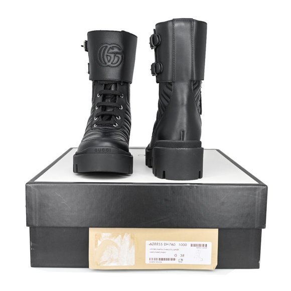 Gucci 628855 Women's Interlocking Gg Logo Matelasse Leather Ankle Boots - Picture 12 of 13